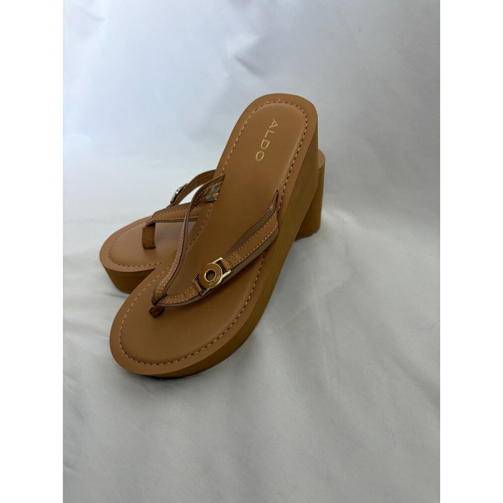 ALDO Y2K Platform Wedge Sandals Brown Size 8.5 Chunky Sexy Beachy Summer Time